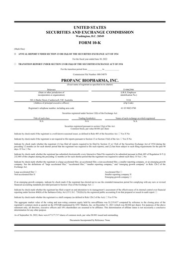 Vorschaubild Propanc Biopharma 10-K Jahresbericht 2022