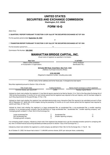Vorschaubild Manhattan Bridge Capital
 10-Q Quartalsbericht 2022 