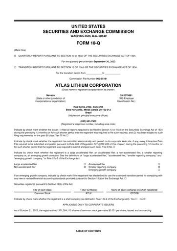 Thumbnail Atlas Lithium 10-Q Quarterly Report FY2022 
