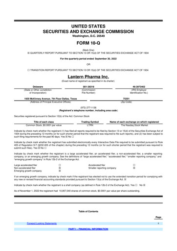 Thumbnail Lantern Pharma 10-Q Quarterly Report FY2022 