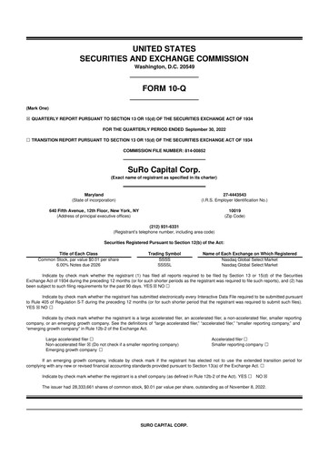 Thumbnail SuRo Capital 10-Q Quarterly Report FY2022 