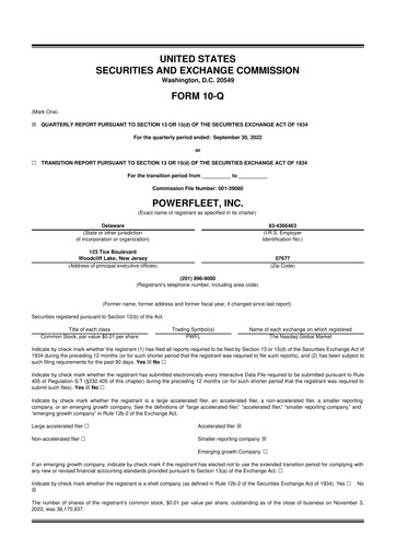 Thumbnail PowerFleet
 10-Q Quarterly Report FY2022 