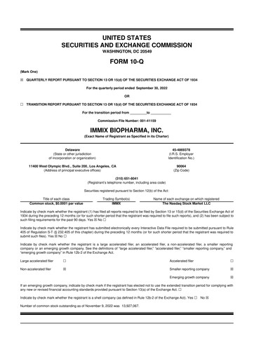 Thumbnail Immix Biopharma 10-Q Quarterly Report FY2022 