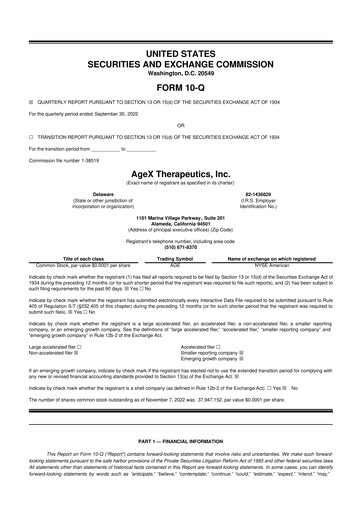 Miniature Serina Therapeutics 10-Q Rapport trimestriel 2022 