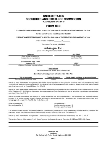 Thumbnail Urban-gro
 10-Q Quarterly Report FY2022 