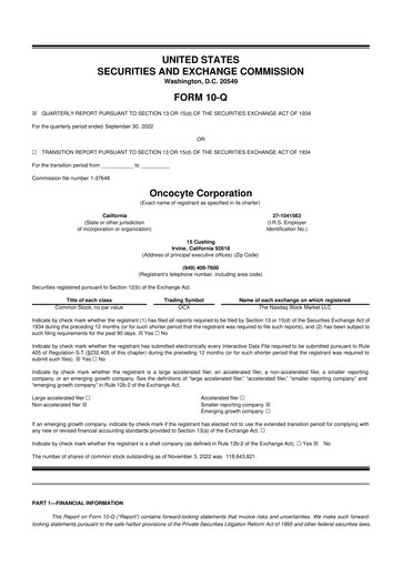 Thumbnail OncoCyte
 10-Q Quarterly Report FY2022 
