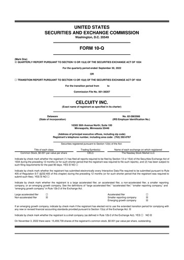 Thumbnail Celcuity Inc. 10-Q Quarterly Report FY2022 