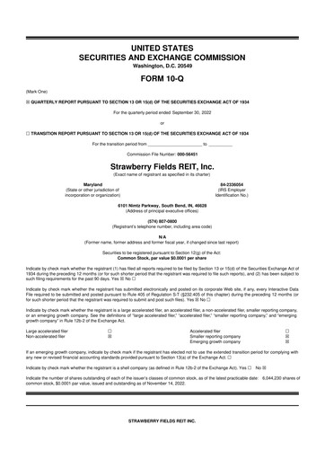 Thumbnail Strawberry Fields REIT 10-Q Quarterly Report FY2022 