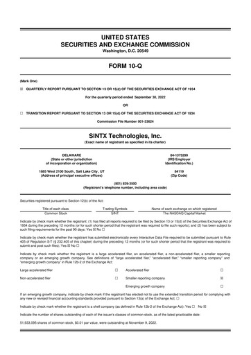 Thumbnail SINTX Technologies
 10-Q Quarterly Report FY2022 
