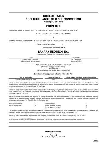 Thumbnail Sanara MedTech 10-Q Quarterly Report FY2022 