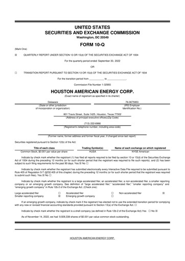 Thumbnail Houston American Energy 10-Q Quarterly Report FY2022 