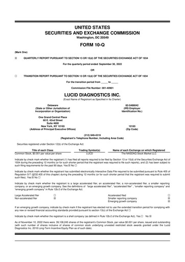 Miniature Lucid Diagnostics 10-Q Rapport trimestriel 2022 