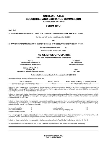 Miniature The Glimpse Group 10-Q Rapport trimestriel 2023 