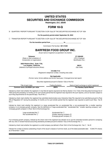 Thumbnail Barfresh Food Group 10-Q Quarterly Report FY2022 