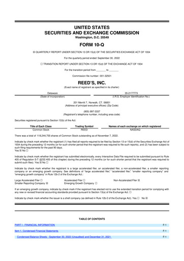 Thumbnail Reed's, Inc. 10-Q Quarterly Report FY2022 