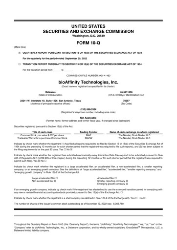 Miniature bioAffinity Technologies 10-Q Rapport trimestriel 2022 