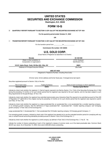 Thumbnail U.S. Gold Corp 10-Q Quarterly Report FY2023 