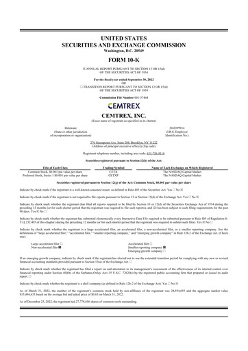 Miniature Cemtrex 10-K Rapport annuel 2022
