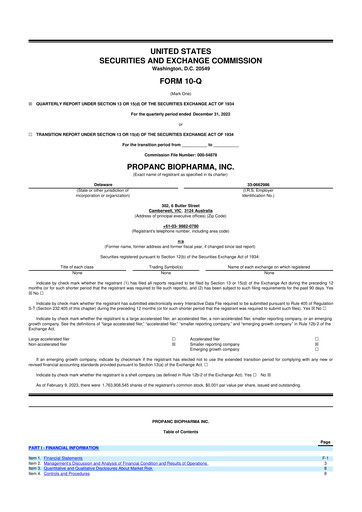 Thumbnail Propanc Biopharma 10-Q Quarterly Report FY2023 