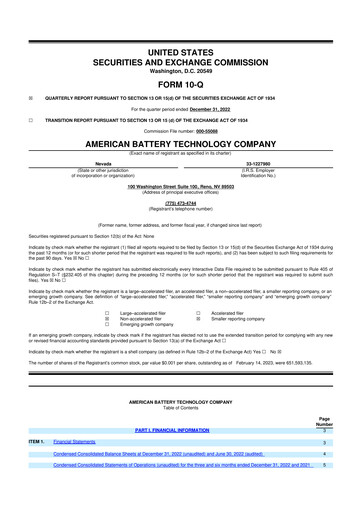 Vorschaubild American Battery Technology Company 10-Q Quartalsbericht 2023 