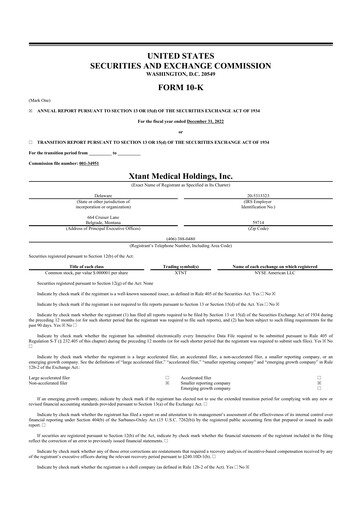 Thumbnail Xtant Medical 10-K Annual Report 2022