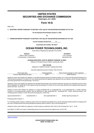 Thumbnail Ocean Power Technologies
 10-Q Quarterly Report FY2023 