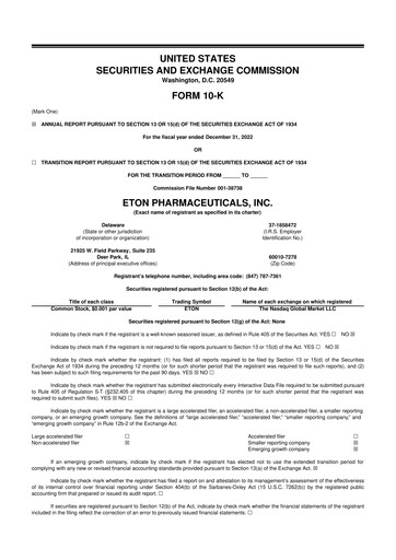 Vorschaubild Eton Pharmaceuticals 10-K Jahresbericht 2022