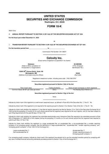 Vorschaubild Celcuity Inc. 10-K Jahresbericht 2022