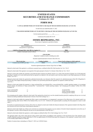 Thumbnail Immix Biopharma 10-K Annual Report 2022