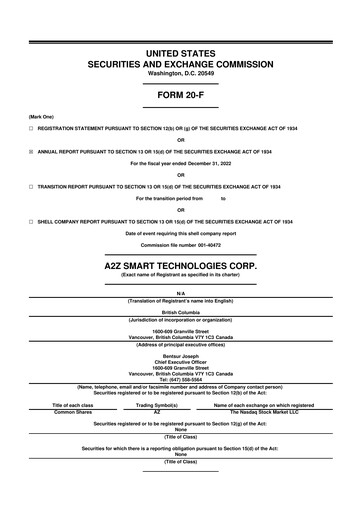 Thumbnail A2Z Cust2Mate Solutions 20-F Annual Report 2022