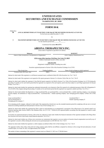 Thumbnail Abeona Therapeutics
 10-K Annual Report 2022