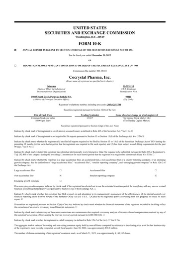 Thumbnail Cocrystal Pharma
 10-K Annual Report 2022