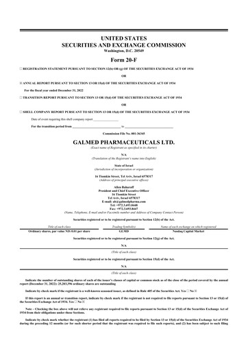 Thumbnail Galmed Pharmaceuticals
 20-F Annual Report 2022