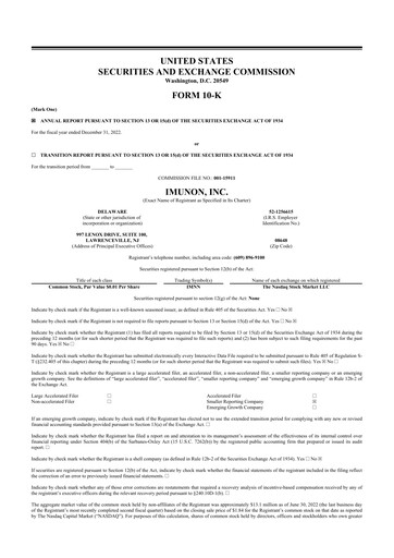 Thumbnail Imunon 10-K Annual Report 2022