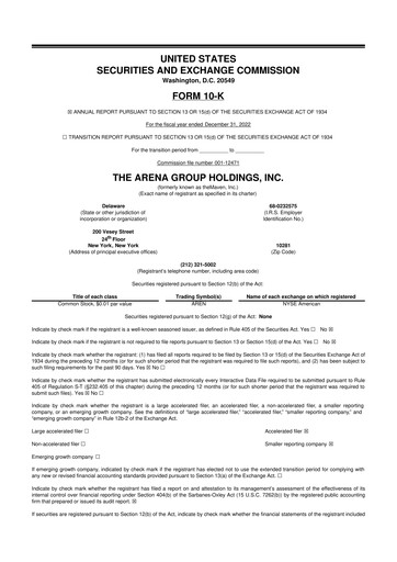 Thumbnail The Arena Group 10-K Annual Report 2022