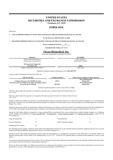 Thumbnail Ocean Biomedical 10-K Annual Report 2022