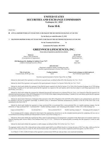 Thumbnail Greenwich LifeSciences 10-K Annual Report 2022