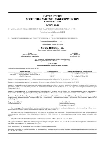 Vorschaubild Soluna Holdings 10-K Jahresbericht 2022