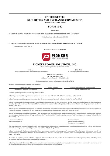 Thumbnail Pioneer Power Solutions 10-K Annual Report 2022