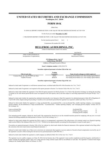 Thumbnail Bullfrog AI  10-K Annual Report 2022