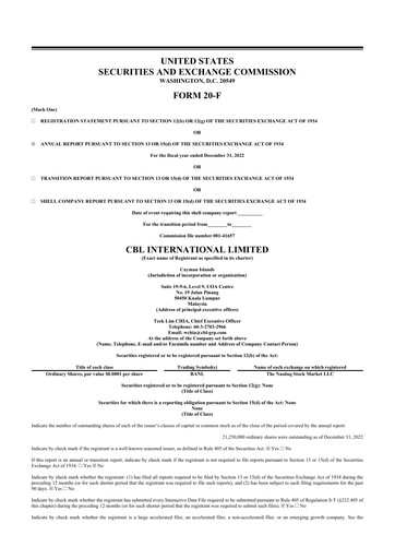 Thumbnail CBL International 20-F Annual Report 2022