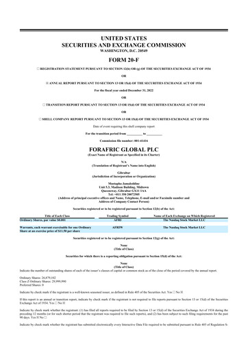Miniature Forafric Global PLC 20-F Rapport annuel 2022