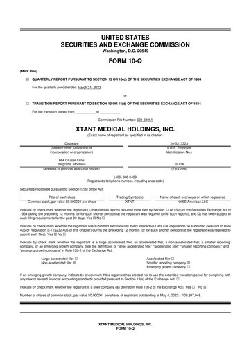 Thumbnail Xtant Medical 10-Q Quarterly Report FY2023 