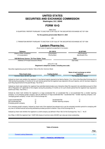 Thumbnail Lantern Pharma 10-Q Quarterly Report FY2023 