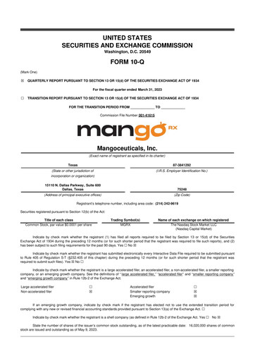 Miniature Mangoceuticals 10-Q Rapport trimestriel 2023 