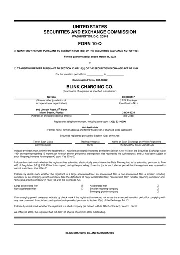 Miniature Blink Charging
 10-Q Rapport trimestriel 2023 