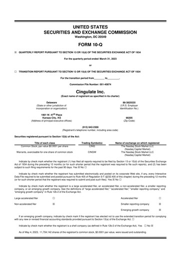 Miniature Cingulate 10-Q Rapport trimestriel 2023 