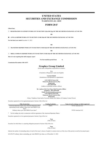 Vorschaubild Graphex Group 20-F Jahresbericht 2022