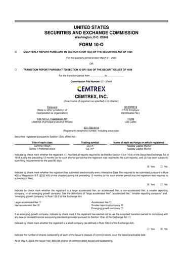 Thumbnail Cemtrex 10-Q Quarterly Report FY 