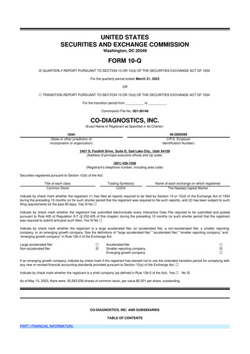 Thumbnail Co-Diagnostics
 10-Q Quarterly Report FY2023 